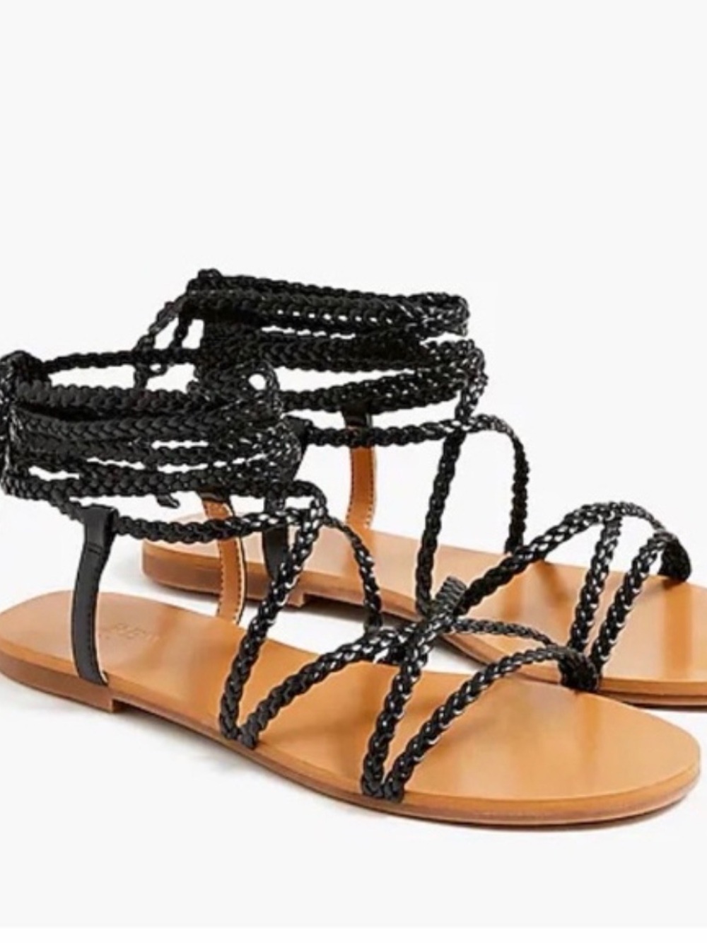 JCrew Braided Lace-Up Black Gladiator-Style Women's Sandals size 9